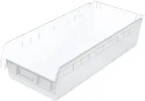 AKRO-MILS 30014SCLAR Shelf Storage Bin, Plastic, Clear, 6 in H, 11 1/8 in W, 23