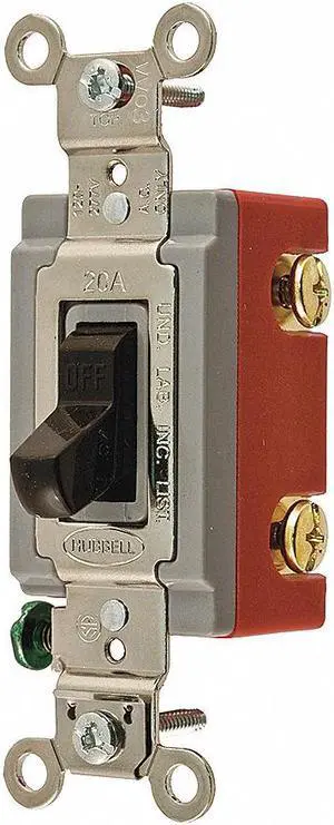 HUBBELL WIRING DEVICE-KELLEMS HBL1224 Wall Switch, 4-Way, 120/277V, 20A, Brn,