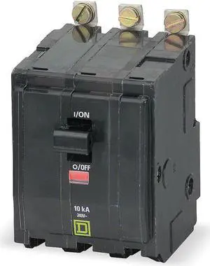 SQUARE D QOB315 Miniature Circuit Breaker, QOB Series, 15A, 3 Pole, 120/240V