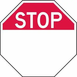 LYLE ST-100-6HA Stop Sign, 6" W, 6" H, Recycled Aluminum, Red, White