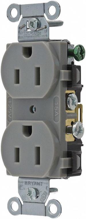 BRYANT CBRS15GRY 15A Duplex Receptacle 125VAC 5-15R GY