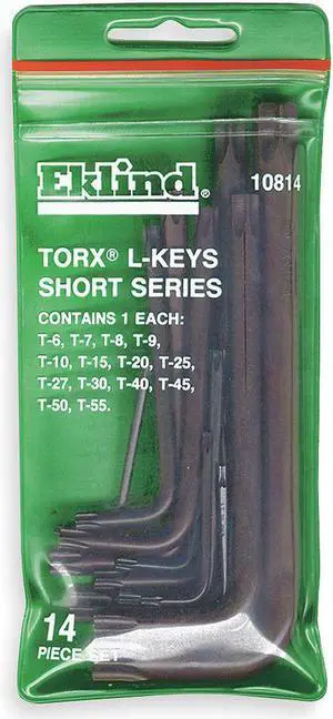 Torx Key Set, T6 - T45, L-Shaped, Short