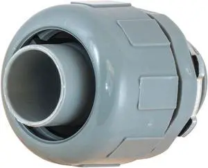 HUBBELL WIRING DEVICE-KELLEMS P050CGY Conduit Fitting Connector, 1/2 in,