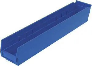 AKRO-MILS 30124BLUE Shelf Storage Bin, Plastic, Blue, 4 in H, 4 1/8 in W, 23