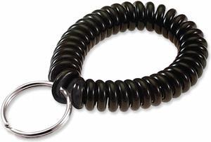 LUCKY LINE 4102005 Key Chain, Black, Polyurethane, Steel, Wrist Coil, Nickel