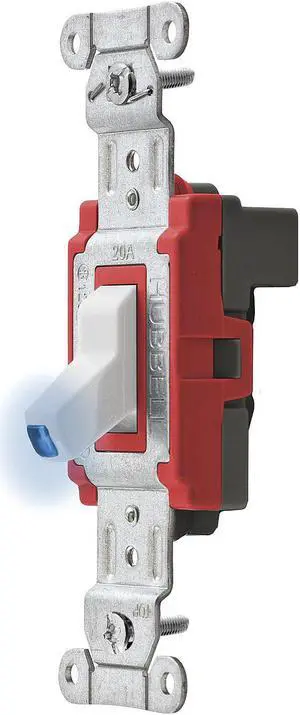 HUBBELL WIRING DEVICE-KELLEMS SNAP1221ILW Illuminated Wall Switch,1-Pole,20A,Wht