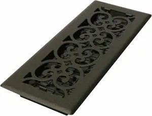 DECOR GRATES ST412 Floor Register 5.5 X 13.5, Textured Black, Cast Iron