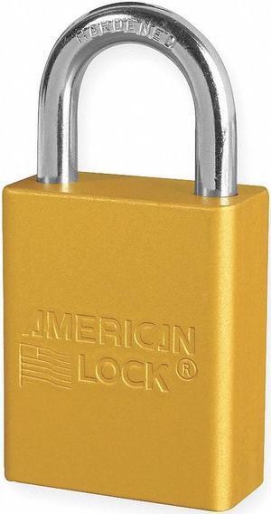 Anodized Aluminum Padlock, Yellow, Key Alk