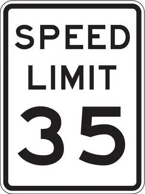 LYLE R2-1-35-18HA Speed Limit 35 Traffic Sign, 24 in H, 18 in W, Aluminum,