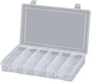 DURHAM MFG SP18-CLEAR 18 Compartment Box, 10-13/16"W x 1-3/4"H
