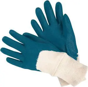 MCR SAFETY 97980L Coated Gloves, Nitrile, Textured, 3/4 Dip, 3 Abrasion Level,