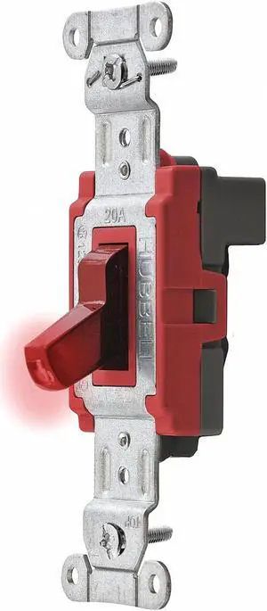 HUBBELL WIRING DEVICE-KELLEMS SNAP1221PLR Pilot Lit Wall Swtch, 1-Pole,