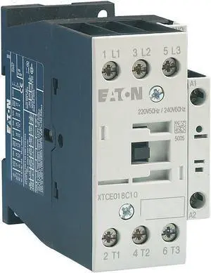 EATON XTCE018C10B IEC Magnetic Contactor, 3 Poles, 240 V AC, 18 A, Reversing: No