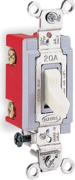 HUBBELL WIRING DEVICE-KELLEMS HBL1223W Wall Switch,3-Way,120/277V,20A,Wht,Toggl