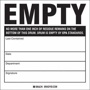 BRADY 60363 Drum Label,6in. dia.,Semi-Glss Ppr,PK100