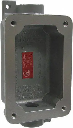 HUBBELL KILLARK FXB-5 Electrical Box, 15.5 cu in, Device Box Type, 1 Gang,