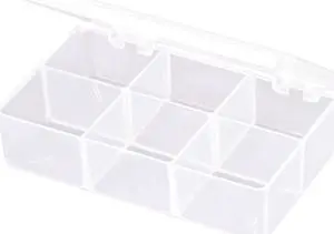 FLAMBEAU T220 Compartment Box with 6 compartments, Plastic, 1 3/16 in H x 2-5/8
