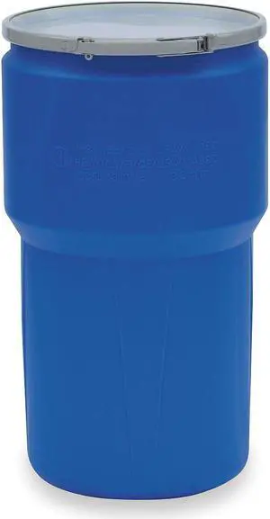 EAGLE MFG 1610MBGF Open Head Transport Drum, Polyethylene, 14 gal, Unlined, Blue