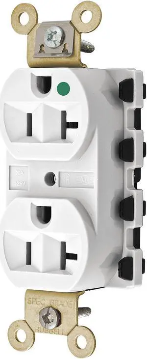 HUBBELL WIRING DEVICE-KELLEMS SNAP8300WA Straight Blade Receptacle, 5-20R, 20