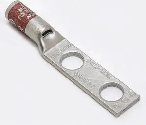 CodeCndctrStd Barrel CU Lug, 2 Hole, 2 AWG