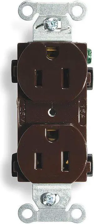 HUBBELL WIRING DEVICE-KELLEMS BR15 Straight Blade Receptacle, 5-15R, 15 A, 125V
