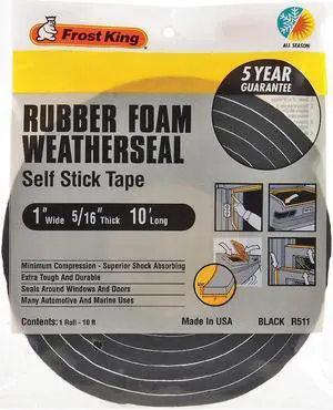FROST KING R511H Sponge Rubber Foam Tape,1In.x10 ft,8 mil