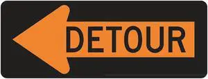 LYLE M4-10L-48HA Detour Left Traffic Sign, 18 in Height, 48 in Width, Aluminum,