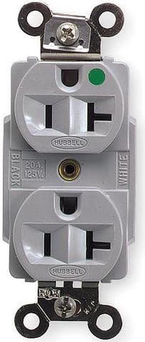 HUBBELL WIRING DEVICE-KELLEMS HBL8300GY Straight Blade Receptacle, 5-20R, 20 A,