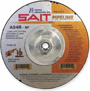 UNITED ABRASIVES-SAIT 22052 Depressed Center Wheels, Type 27, 7 in Dia, 0.125
