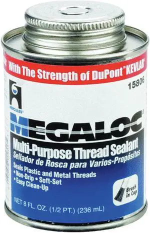 HERCULES 15806 Pipe Thread Sealant 9.6 fl oz, Brush-Top Can, Megaloc, Blue,