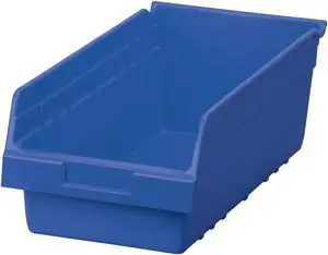 AKRO-MILS 30088BLUE Shelf Storage Bin, Plastic, Blue, 6 in H, 8 3/8 in W, 17