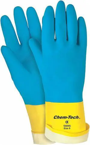 Mcr Safety Chemical Resistant Gloves Blue/Yellow   5407S