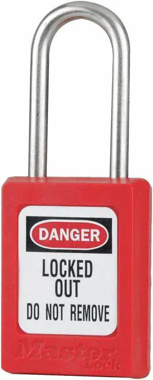 MASTER LOCK S33RED Lockout Padlock, Keyed Different, Thermoplastic, Red, 1 1/2