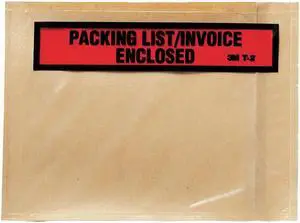 3M PLE-T2 Packing List Envelope, Clear, PK1000, Height: 6"