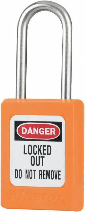 MASTER LOCK S31KAS6ORJ Lockout Padlock, Keyed Alike, Thermoplastic, Orange, 1