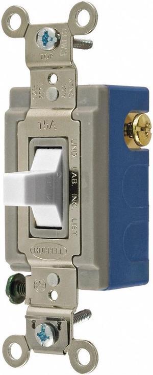 HUBBELL WIRING DEVICE-KELLEMS HBL1556W Wall Switch,1 HP,3-Position, Center Off