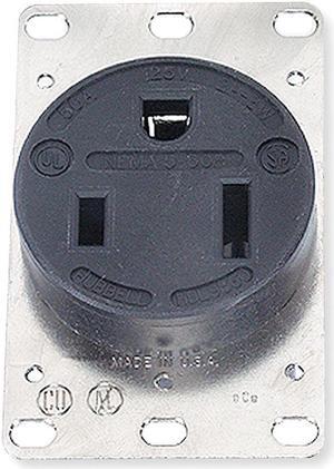 HUBBELL WIRING DEVICE-KELLEMS HBL9360 Straight Blade Receptacle, 5-50R, 50 A,
