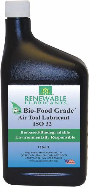 RENEWABLE LUBRICANTS 87461 Air Tool Lubricant, ISO 32, 32 Oz, H1