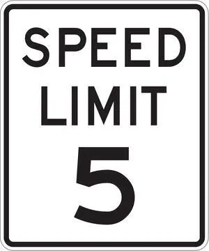 LYLE R2-1-5-18DA Speed Limit 5 Traffic Sign, 24 in H, 18 in W, Aluminum,
