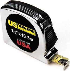 10 ft. Tape Measure, 1/2" Blade, Chrome US TAPE 56735