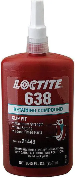 LOCTITE 1835925 Retaining Compound, 638 Series, Green, Liquid, High Strength,