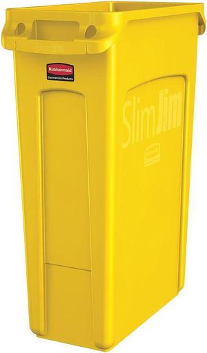 RUBBERMAID COMMERCIAL 1956188 23 gal Rectangular Trash Can, Yellow, 11 in Dia,