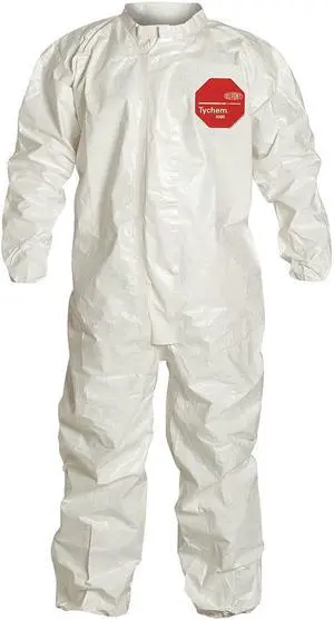 Dupont Coveralls with Elastic Cuff, Tychem® 4000 Material, White, L
