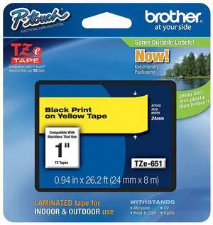 Brother Label Tape Cartridge,26 ft. 4"L,29/32"W  TZe651
