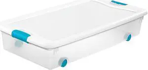 Storage Tote,  Color Clear/White,  Outside Height 7",  Outside Length 33-7/8"