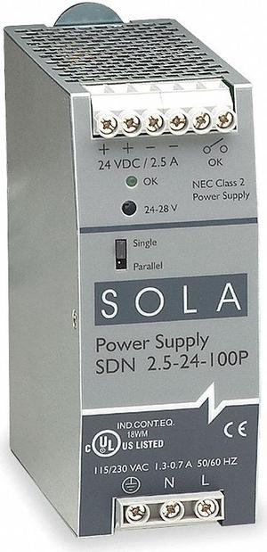 Sola/Hevi-Duty DC Power Supply,24VDC,2.5A,47-63Hz HAWA SDN2.5-24-100P
