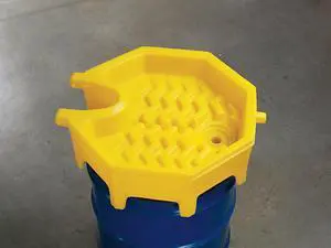 Drum Funnel,  Polyethylene,  5 gal. Total Capacity,  9" Height,  Yellow