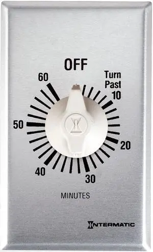 INTERMATIC FF360M Timer,Spring Wound,60 Min,SPDT,Silver