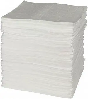 BRADY SPC200 Sorbent Pad, 51 gal, 15 in x 19 in, Oil, White, Polypropylene