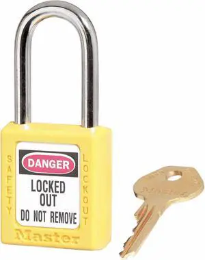 MASTER LOCK 410KAS12YLW Lockout Padlock, Keyed Alike, Thermoplastic, Yellow, 1